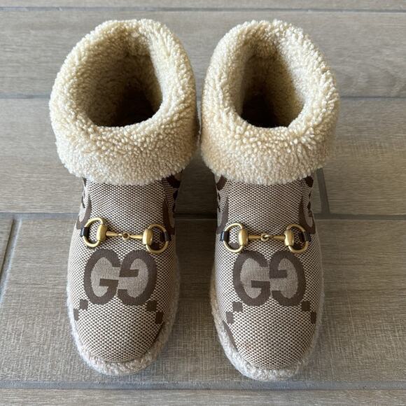 Gucci Fria GG Jumbo Logo Horsebit Shearling Lined Boots Size: 37.5 - Picture 2 of 12